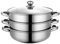 Taylor & Brown 3 Tier Steamer Three Piece Stainless Steel Steamer Pan Set with Non Stick Base Multi Cooker Pot Set Pan Cook Food Glass Lid Dishwasher Safe