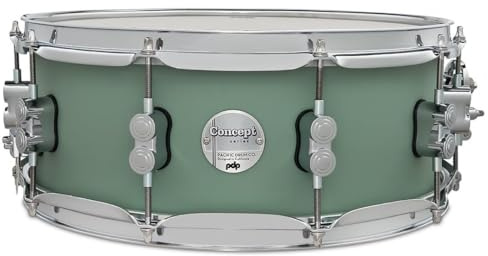 Pacific Drums Concept Maple Snare, 35,6 cm x 14 cm, Satin Seafoam Finish Ply | Har ett 10-lagers europeiskt lönnskal och högkvalitativ DW trumhårdvara