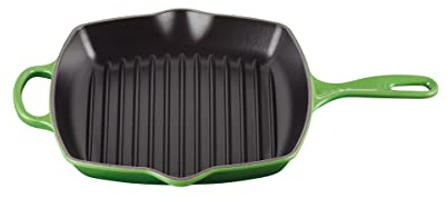 LE CREUSET Signature Enamelled Cast Iron Grillit Frying Pan with Helper Handle and Two Pouring Lips, for All Hob Types and Ovens, 26 cm, Bamboo, 20183264080422