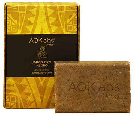 AOKlabs - Jabones Oro Africanos | 100% NATURALES Y ARTESAL | Limpieza Profunda | ANTIMANCHAS, ANTIARRYGAS Y DETOX | Cuidado Corporal, Facial y Capilar |PIEL RADIANTE Y SUAVE (Oro Negro)
