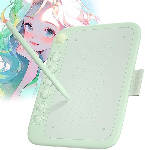 ugee Q6 tavoletta grafica portatile 6 × 4 pollici con cavo di tipo C integrato per il disegno digitale online, verde