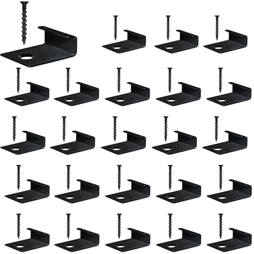 50 Stück WPC Befestigungsclips,Endklammer Decking Versteckt Anlasser Clips aus Edelstahl Versteckte Starter Befestigung Board Clip mit Selbstschneidender Schraube (Schwarz, 7mm)