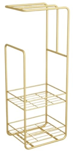 RUVOO Handtuchständer Freistehend Handtuchleiter Stehend Stehender Handtuchhalter, Dekorativer Deckenständer, Handtuchständer Mit Ablagefach Für Badezimmer Handtuchhalter Stehend (Color : Gold)