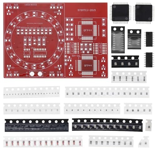 EMSea DIY SMD/SMT-Komponenten Übungsbrett Löten Fähigkeitstraining Kit CD4017 NE555 für Weihnachtsdekorationen Desktop-Dekorationen