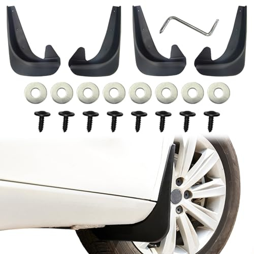 4PCS Car Mud Flaps, Black Mud Flaps Splash Guards, Front Rear Mud Flaps Splash Guards, No Drilling Mudguards Fenders Car Exterior Accessories Universal for Most Cars, Sedan Vehicle