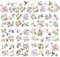 AHANDMAKER 12 Blatt Magnolia Rub On Transfers Zum Basteln Magnolia Und Kolibri Rub On Transferaufkleber Schmetterling Rub Auf Aufkleber Floral Aufkleber Für Glas Holz Möbel DIY Home Decor 5.5x5.5