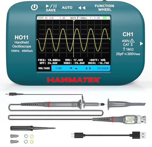 HANMATEK HO11 Handheld Digital Oscilloscope - 10MHz Bandwidth, 48MSa/s High-Precision Sampling, 2.8 TFT Display, USB Rechargeable, Advanced Trigger System, Portable for Fieldwork