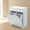 WestWood Modern Foldable Tilt-Out Laundry Cabinet Bathroom Living Room Bin Holder Kitchen Trash Cabinet with 2 Laundry Basket Drawers Metal Handle Cupboard Storage Organiser for Clothes White