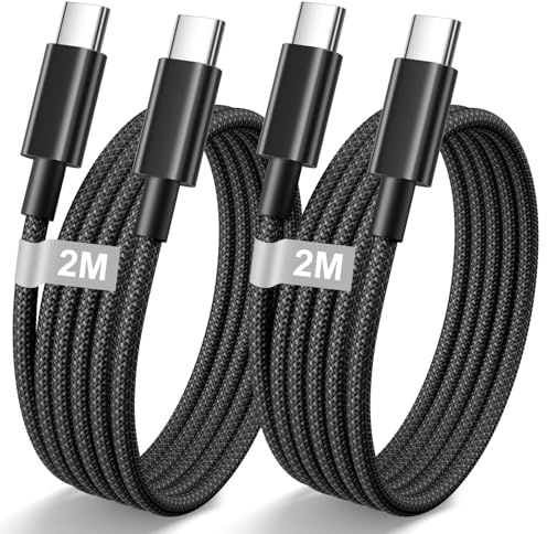 AINPOW iPhone 15 16 Câble USB C vers USB C 2M/Lot de 2, Câble Type C Charge Rapide PD 60W Cordon iPhone 16 pour iPhone Air/17/17 Pro/17 Pro Max/16 Pro Max/16 Plus/16/15 Plus/15,iPad Pro