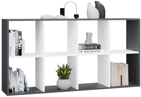 Scaffale a Cubi con 8 Vani Aperti – Mobile da Soggiorno Camera da letto Ingresso o Cameretta – per Documenti Raccoglitori Giocattoli e Decorazioni – Design Moderno – Malax Bianco Antracite