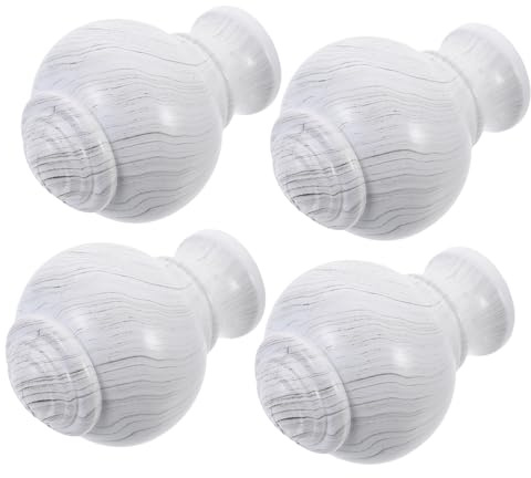 Alipis Remates para Barra De Cortina De Ventana 4 Piezas, Acabado Madera De Roble Blanco, Plástico Resistente, Accesorios Decorativos para Barra Romana, Uso En Hogar, Complemento para Cortinas