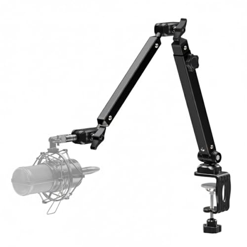 Bras de Micro Articulé Low Profile, Perche Micro Ajustable avec Support Microphone Robuste, Compatible avec Rode, Elgato, Blue Yeti, Bras Micro Bureau pour Streaming et Podcast