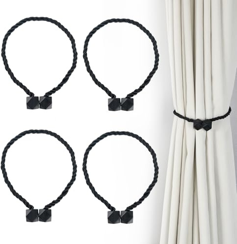 4 Stück Schwarze Magnetische Vorhanghalter, 4er Set, Vorhalter, Verschlüsse Für Vorhänge, Dekorative Halterungen, Magnete, Europäisch, Für Schlafzimmer, Badezimmer, Dekoration, Fensterzubehör