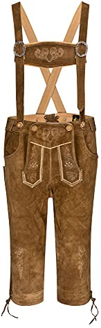 Hirschberger Pantaloni in pelle per costume tradizionale genziana cammello marrone chiaro pelle scamosciata al ginocchio, marrone, 64