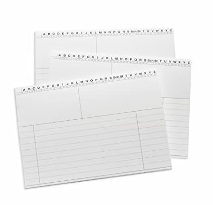 Meyer-Wagenfeld Karteitaschen Karteikarten mit Alphabet-Leiste | 100 Stück | DIN A5 | strapazierfähiger, langlebiger Spezialkarton | Farbe: Weiß