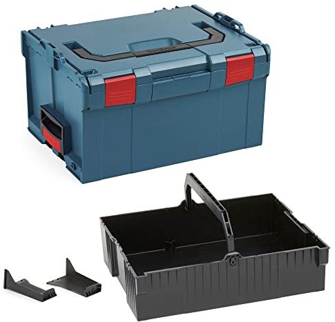 Boîte à outils modulable L-BOXX 238 taille 3 bleue sans logo avec insert suspendu noir | Coffret à outils empilable et extensible pour rangement professionnel