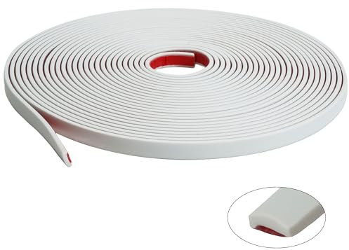 JSIWOTH 3M Moulure Auto-adhésives, Blanc PVC Flexible Étanche, Baguette de Finition Auto-adhésive pour Mur, Carrelage, Fenêtres, Portes, Miroirs, Dosseret & Meubles(LARG.:1CM, ÉP.:0,25CM)