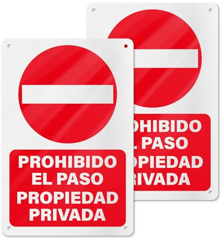 YIKIADA Cartel Prohibido el Paso Propiedad Privada 20x30cm - Señal No Entrar en Propiedad Privada Material de Aluminio - 2ud