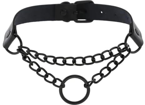 EIHI Collier Cuir Femme, Choker Femme, Cuir Punk Colliers Ras du Cou Cercle Charme Collier réglable pour Les Femmes, 1 pièce