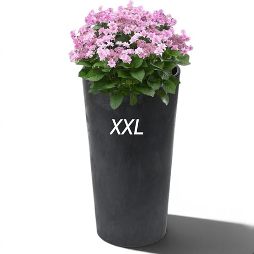 MELTOM Blomkruka rund betongeffekt med avtagbar insats (svart, XXL – 75 cm)