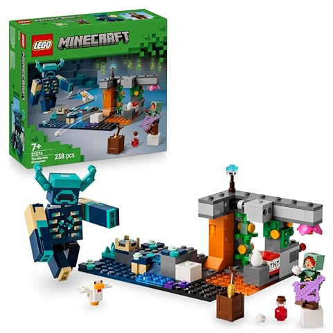 LEGO Minecraft The Warden Encounter - Interactive Toy with a Minifigure, Mob Figure & TNT Rockfall Function - Collectible Gaming Gift for 7+ Year Old Boys, Girls & Fans - 21274