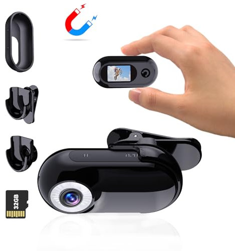 Xilecam Mini Action Cam1080P et Carte mémoire 32 Go Caméra de Casque Moto Bodycam Mini caméra Multifonction Accessoires Body Cam (M300D)