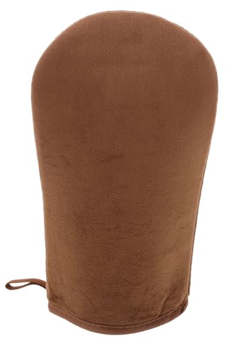 Housoutil Black Flocked Self Tanner Glove Mitt for Easy Lotion Application with Back Applicator Function for Body Use