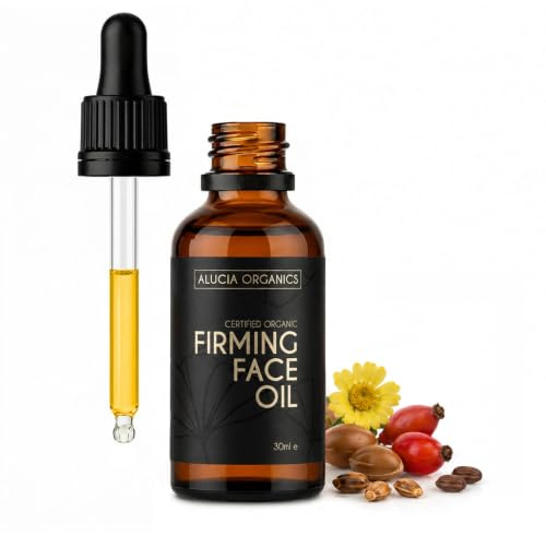 Alucia Organics Zertifiziertes Organisches Straffendes Gesichtsöl (Firming Face Oil) 30ml - ein kraftvolles Anti-Aging-Öl mit Bio-Jojoba-, Argan-, Hagebutten- und Nachtkerzenöle