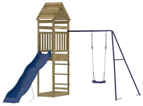 vidaXL Spielturm, Klettergerüst mit Rutsche Schaukel, Kinder Kletterturm mit Sandkasten, Spiel-Zubehör für Garten, Spielgeräte Spielplatz, Imprägniertes Kiefernholz