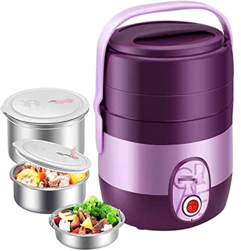 Scaldavivande Elettrico Portavivande Design Portatile, Scaldavivande con Contenitore Rimovibile in Acciaio Inossidabile da 1 Litro, Scatola Riscaldante per Auto Camion Home Aggiornato
