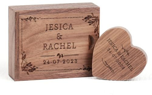 Clé USB Gravure personnalisée,Clé USB Coffret en Bois personnalisé,Flash Drive USB 3.0 pour Mariage, Remise des diplômes, Anniversaire Cadeau (Pure Love, 16, GB)