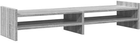 vidaXL Skärmställ grå sonoma 100x27x20 cm konstruerat trä, ställ för monitor, datorställ, monitorstativ, ställ för monitorer, monitorställ