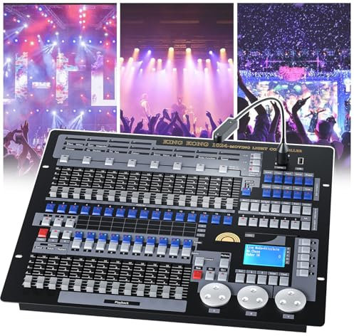 hKjPlvf Controlador DMX Controlador De IluminacióN De Escenario DMX 512 Controlador DMX De 1024 Canales para Consola De Luces Led Par, Luces De Cabeza Móvil, Equipo De DJ