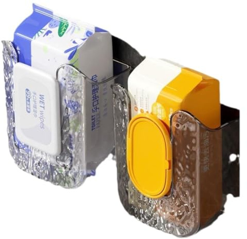 Wall-Mounted Wipes Dispenser Holder – Adhesive-Acrylic Storage Box for Kitchen, Bathroom & Bedroom – Flushable Wet Wipes Container (B)