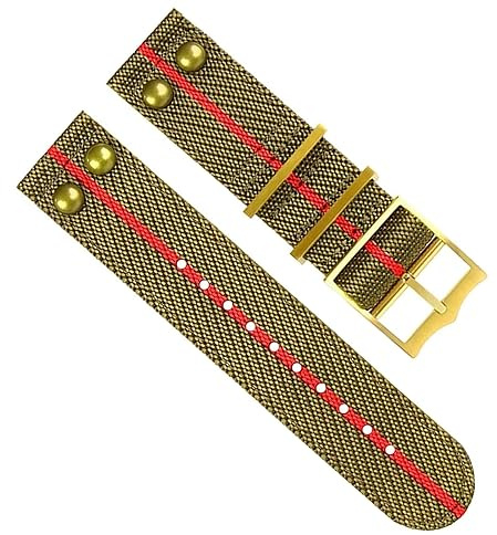 kongsou 22 mm Nylon-Canvas-Armband für Tudor-Stoffarmband, Nietenarmband(A25 gold buckle)