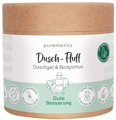 Dusch-Fluff 'Gute Besserung' | Dushchgel und Bodylotion in Einem | Mit ätherischem Eukalyptusöl und Kokosöl