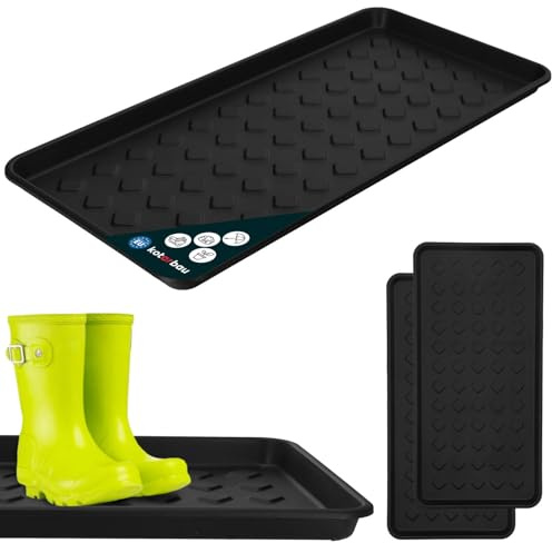 KOTARBAU® 2er Set Schuhabtropfschale - 72 x 35 cm - Abtropfmatte für nasse Schuhe - Schuhablage für Herbst & Winter - Schuhmatte aus Kunststoff - Schuhwanne für Flur - Schuhtablett - Schwarz