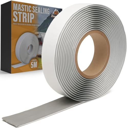Xtremeauto Mastic Sealing Strip for Caravans & Motorhomes – 5M Off White Weatherproof Sealant for Overlap Joints, Awning Rails, Roof Lights, Vents & Trims – Durable & Easy to Apply (32MM)