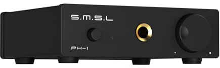 SMSL PH-1 Amplificador de fono MM de alta fidelidad y amplificador de auriculares, salida de señal de 1000 mV a 46 dB de alta ganancia MM Phono Amp 6.35 mm HP Jack para tocadiscos MM fonógrafo y
