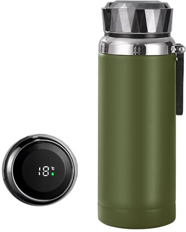 Le bottiglie d'acqua in acciaio inox includono colino da tè con display a LED della temperatura: bottiglia d'acqua calda e fredda isolata per caffè e tè