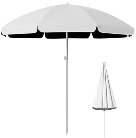 Bärbart trädgårdsparaply 180/220/240/260 cm lätt strandparaply, justerbar höjd, utomhus, uteplats, paraply, lätt att öppna och stänga (6 fot), 180cm(6ft)