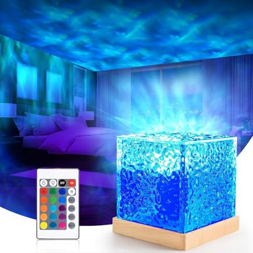 Northern Lights Projector, Rotating Ocean Wave Aurora Lamp, 16 Colour Gradient LED Lamps (with Remote Control), Northern Lights Cube Room Decor Suitable for Bedroom, Children's Room, Bar, Game Room