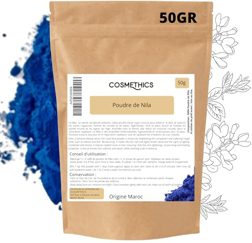 Cosm'Ethics - Polvo de Nila Azul 50 g - Polvo natural de Marruecos para el cuidado facial y el cabello, formato de descubrimiento - brillo teñido y brillo capilar