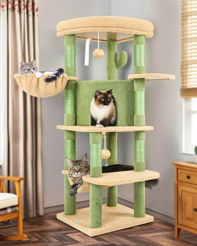 Globlazer C51 Sturdy Cat Tree Tower Corner Hammock 45CM Cave for Indoor Cat | Good Size Cat Tree with Platform Large Lounging Sisal Scratching Posts, Easy to Build Cat Tower Soft for Large Cats Kitten