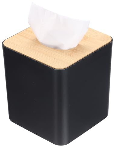QUARKZMAN Caja Portapapeles con Tapa De Bambú Portapapeles Cuadrado Negro