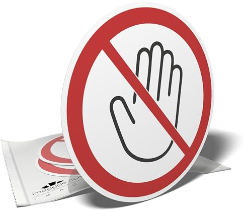 Set di 3 adesivi Non Toccare – Segnaletica divieto di contatto – Diametro 10 cm – Adesivo a mano proibita – Interno/Esterno