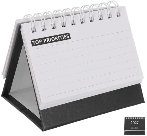 LIGHTAOTAO Mini Bordskalender i Svart Stående Flip Desktop Kalender med Tvillingtrådsbindning och Tjockt Papper Minimalistisk och Platsbesparande för Hem och Skola