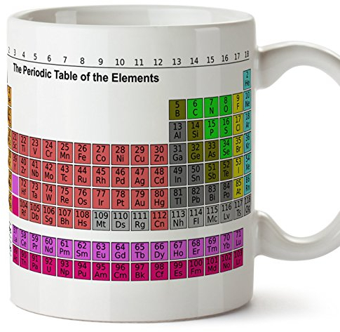Tazas de desayuno original para regalar a químicos - Tabla periódica - Tabla de los elementos periódicos - Cerámica 350 ml