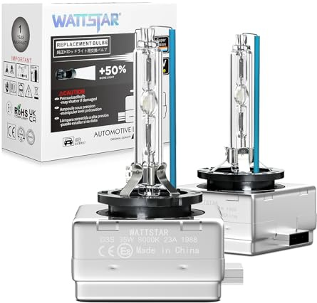 wattstar D3S Xenon 62340 42302 35W 8000K Kühle weiße Scheinwerfer,2 Stück | 7200LM Paar, kühle blaue 8000K, PK32d-5, Plug and Play, 3000hrs Leben, 18mo Garantie, ersetzt 42403 IP68, kein Halogen
