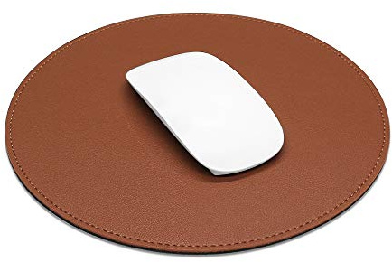 ProElife Tapis de souris rond et mignon de qualité supérieure en cuir synthétique imperméable de 22,6 cm avec base antidérapante et bords cousus pour la maison, le bureau, les jeux, les ordinateurs